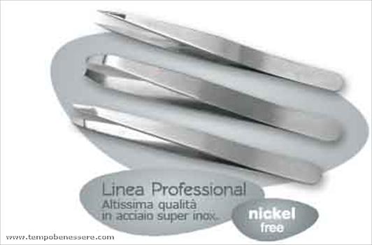 Pinzetta sopracciglia punta obliqua in acciaio inox satinato, Linea Inox